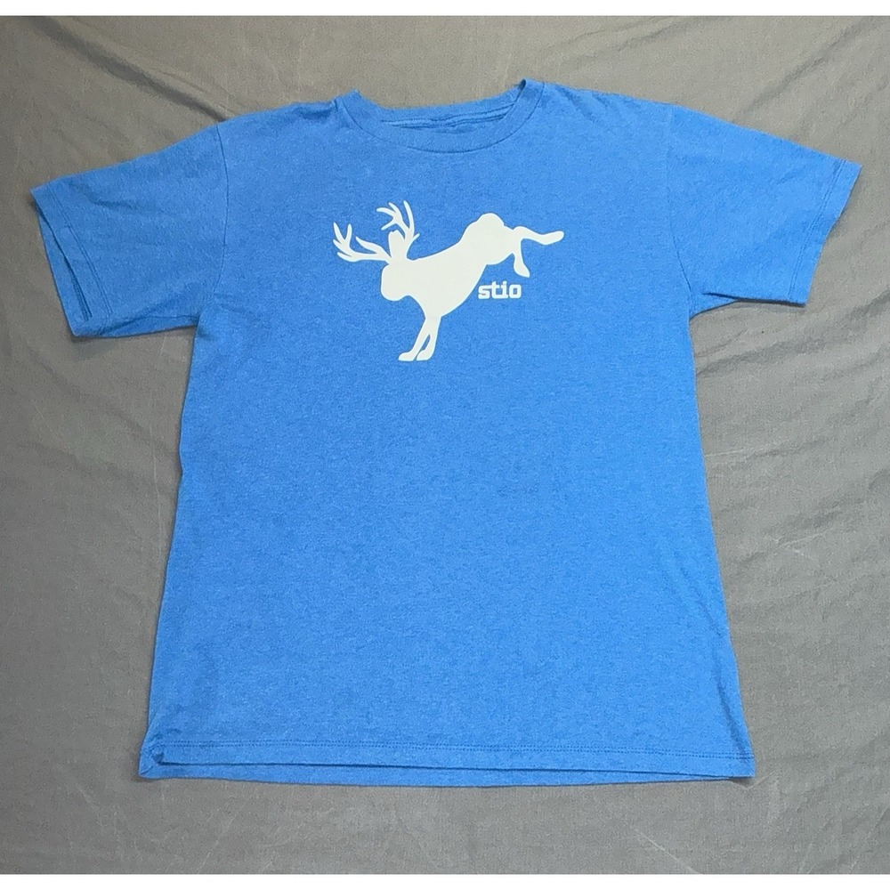 Stio Kids' /Jrs XL Bucking Jackalope Tee Blue w/ white graphic.